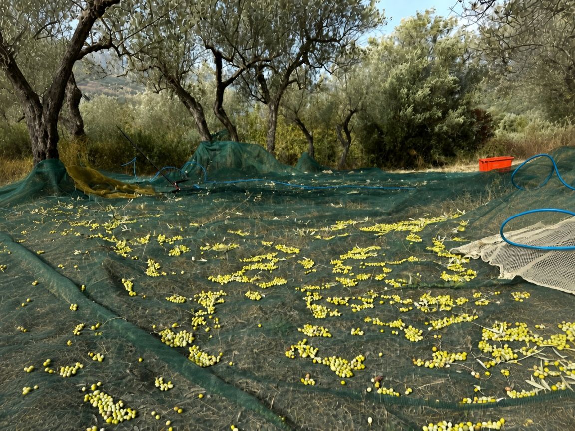 Olive harvest on nets